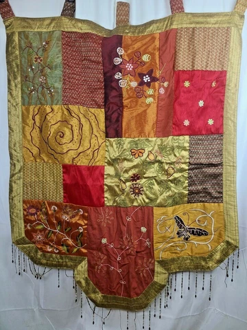 Pier 1 Moroccan Inspired Gold & Red Embroidered Beaded Wall Tapestry Satin 100K Cover