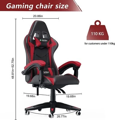 Silla Gaming Silla Oficina Reclinable Respaldo Alto Computadora Giratoria Carreras Escritorio Silla Foto 1 de 4