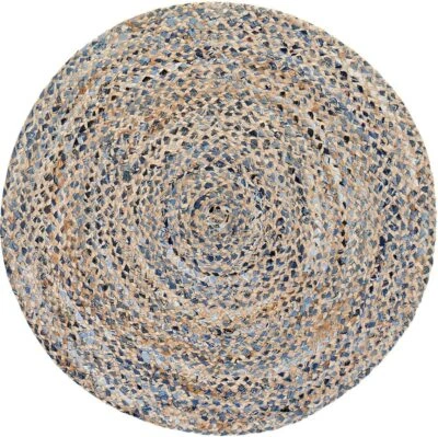 Rug 100% Natural Jute Denim Style Braided Rug Reversible Rustic Modern Look Rug - image 1 of 4