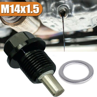 M14x1.5 Universal Magnetic Car Engine Oil Drain Plug Screws Bolt Sump Nut Black - Image 1 of 4