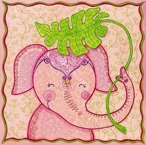 Kunst in Bewegung, gerahmter Passepartoutdruck: "Henna Elefant" mit Palmblatt - Bild 1 von 9