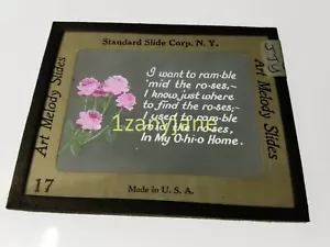 Glass Magic Lantern Slide SONG HIT SLIDE JTY NY I WANT TO RAMBLE MID THE ROSES I - Picture 1 of 1