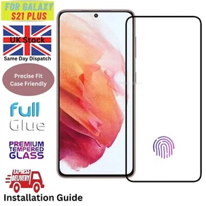 Protector de pantalla completo pegamento Samsung S21 Plus vidrio templado función de huellas dactilares - Imagen 1 de 5
