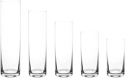 Artesanía y fiesta, juegos de 6, jarrones cilíndricos transparentes, apertura de 4" de diámetro (6, 20") Foto 1 de 2