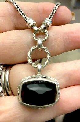 LORI BONN Sterling Onyx Pendant and Necklace, Adjustable chain, 23.85g 💜 - Image 1 of 4