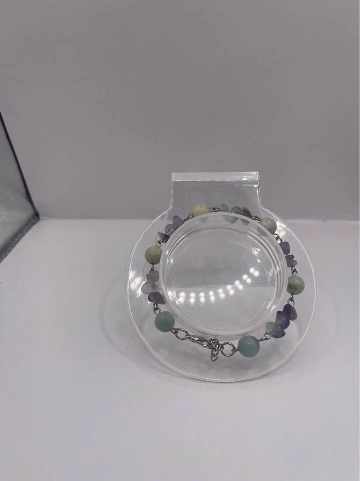 Pulsera de eslabones de amazonita y fluorita de 8 pulgadas Foto 1 de 3