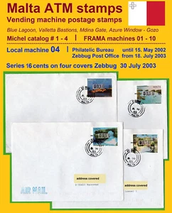 MALTA 2002 FRAMA ATM 1-4 / macchina 04 / Zebbug / serie 16c su quattro coperchi - Foto 1 di 3