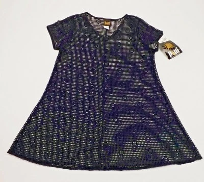 Traje de baño Dotti tejido abierto manga corta cubre mujer negro mediano nuevo con etiquetas Foto 1 de 4