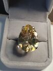 Heavy Solid Sterling Silver Genuine Citrine Ring Size M 12G
