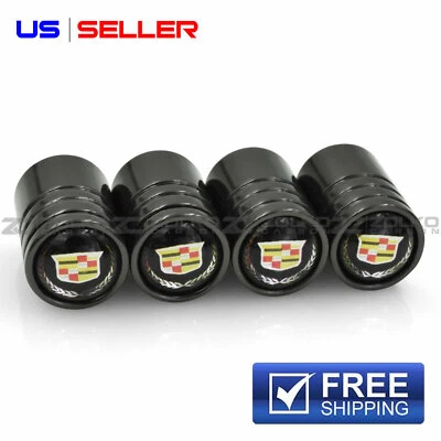 VALVE STEM CAPS WHEEL TIRE BLACK CHROME FOR CADILLAC  - US SELLER VE05 - Image 1 of 4