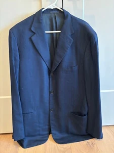 Isaia Napoli 100% Bamboo Three Button Black Blazer Jacket Men's US 42 Drop 7L - Picture 1 of 11