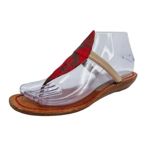 Sandalia Gucci Tanga Vintage 38 8 Cuero Rojo Tostado Cresta de Caballero Sin Cordones Estampado de Serpiente - Imagen 1 de 16