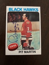 1975-76 Topps hockey Pit Martin signed autograph card