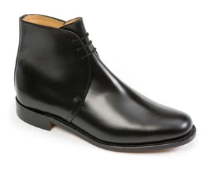 SANDERS BRITISH ARMY OFFICERS LEATHER GEORGE BOOTS, BLACK, UK-MADE [04079] - Picture 1 of 3
