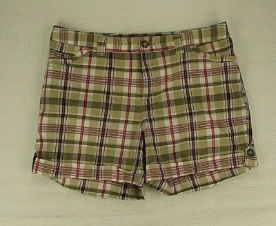 Pantalones Cortos CATO Para Mujer 10 Beige Rosa Cuadros Botón Puños Tiro Medio Elastizados Foto 1 de 4