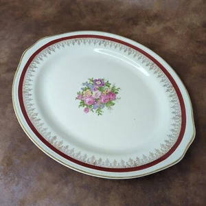 Homer Laughlin Serving Platter 13.5" Eggshell Georgian Floral Gilded Vintage - Picture 1 of 6