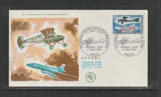 France 1968 SG1800 FDC (Paris) First Regular Internal Airmail Service-Paris - Image 1 of 1