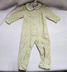 Baby Girl Clothes Vintage Carter's 6 Month Green Floral Footed Outfit Y2K Footie - Picture 1 of 4