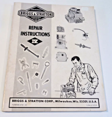 Vintage Original Briggs & Stratton Engine Repair Instructions & Diagrams IV - Image 1 of 4