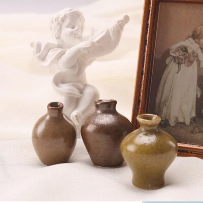 Vintage Flower Pot Garden Dollhouse Miniature 1:12Scale Sauce Jars Ceramic Art - Image 1 of 4