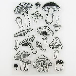 Toadstool Mushroom Clear Stamp Sheet Silicone Rubber Journal Scrapbook Cards