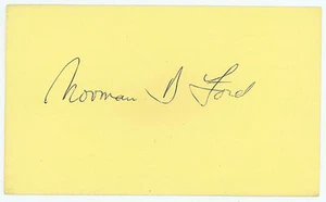 Tarjeta de índice Norman D Ford (fallecido 2012) firmada a mano autografiada 3x5 autor - Imagen 1 de 1