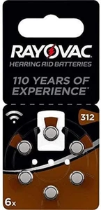 Varta  312 Batterie per Apparecchio Acustico, 1,4V, 180 Mah (Confezione Da 6) - Foto 1 di 12