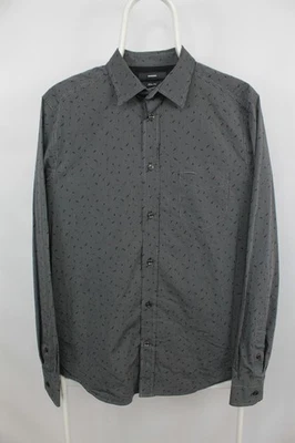 Diesel серый хлопок нейлона эластичной Slim Fit в полоску повседневное платье рубашка мужская M-L - Изображение 1 из 4