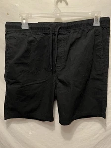 New H&M 100% Cotton Elastic Waist 7'' Standard Fit Shorts Men's L 36-38 Black A4 - Picture 1 of 4