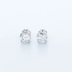 1/2 ctw G VS2 runde Brillanten natürliche zertifizierte Diamanten 14k Gold Ohrstecker - Bild 1 von 9