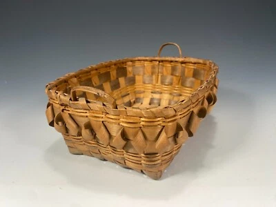 Wabanaki MicMac Penobscot Two Handled Woven rectangular open Basket  19-20th c - Image 1 of 4