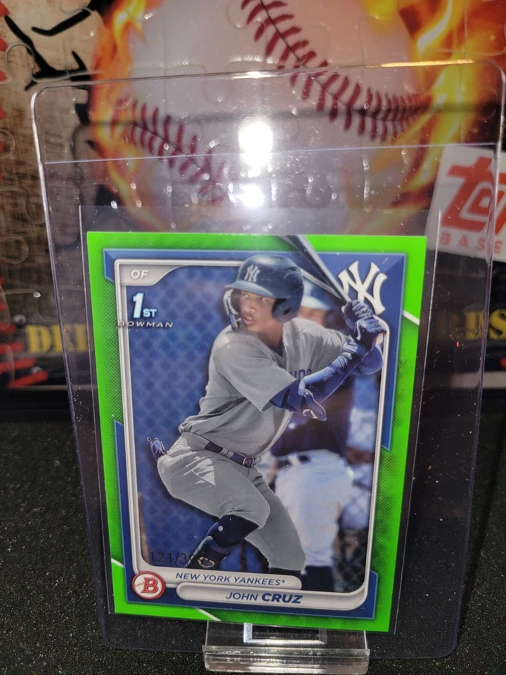 2024 Bowman #BP-77 John Cruz Prospects Neon Green #/399 SN New York Yankees - Image 1 of 2