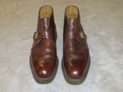 John Lobb Varese 勃艮第谷物皮革 Chukka Monk 靴子 9E — 第 1/4 张图片