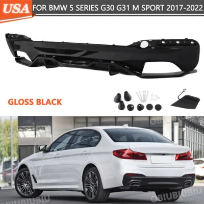 Rear Bumper Diffuser Lip For BMW G30 M550i 540i M Sport 2017-2022 Gloss Black - Imagem 1 de 4