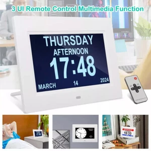 Extra Large Dementia Clock 7" Digital Calendar Day Clocks LED Alarm Clock Wall - Picture 1 of 8