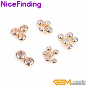 14K Yellow Gold Filled Rondelle Silica Stopper Crimp Bead Jewelry Making Finding - Picture 1 of 14