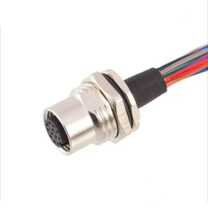 M12 Connector 4Pin 4P Female Socket Solder Back Rear Mount Connectors Cable - Picture 1 of 19