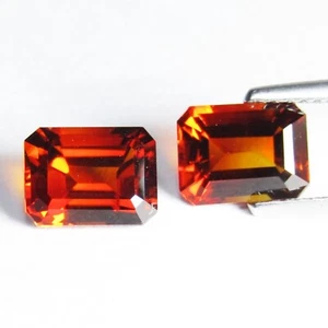 3.45Cts Shimmering Natural Citrine 8.3x6.3mm Emerald Cut Matching Pair Gemstones - Picture 1 of 5
