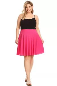 Plus Size Solid High Waist Skirt 4X Fuchsia - Picture 1 of 3