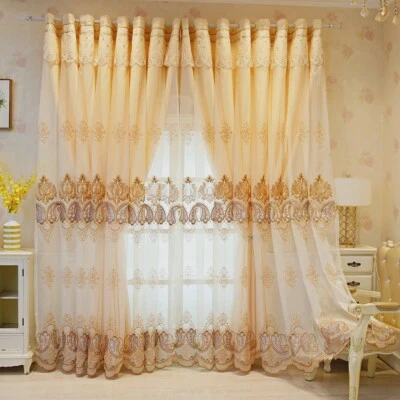 1 Panel Home European Blackout Curtains Luxury Embroidery Drape for Living Room - Image 1 of 4