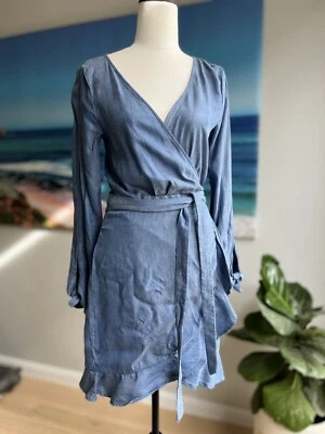 KOOKAI chambray Becca Long sleeve wrap dress size 38 - image 1 of 4