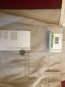  Perry Ellis cord Twill Men'S Beige Flat-Front Trousers Dress Pants 34w 30l - Picture 1 of 3