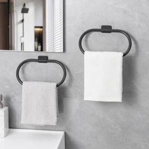 Plastic Washhand Hanger Ring Self-adhesive Towel Bar Bathroom Kitchen - Picture 1 of 10