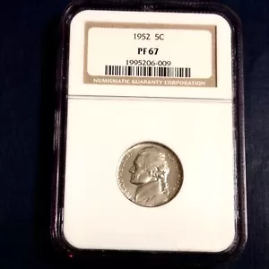 1952 Jefferson  Nickel Gem Proof NGC PF 67 cd - Picture 1 of 2