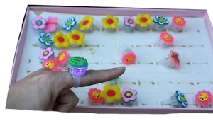 Set of 5 Different Lite Up Party Favor Colorful Designs Rings Battery Operated - Picture 1 of 4