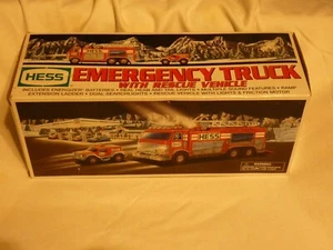 2005 HESS EMERGENCY TRUCK WITH RESCUE VEHICLE - EXC. COND. NEW IN BOX (13) - Picture 1 of 1