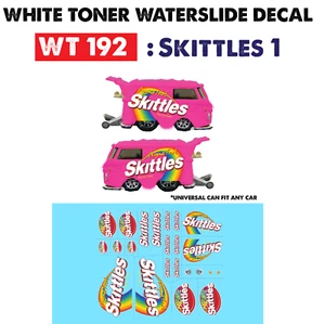 WT192 White Toner Waterslide Decals SKITTLES1 For Custom 1:64 Hot Wheels - Picture 1 of 6