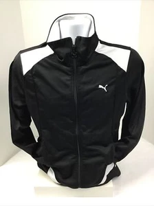 Puma Sport Lifestyle Youth Track Jacket Full Zip Black/white Logo - Picture 1 of 7