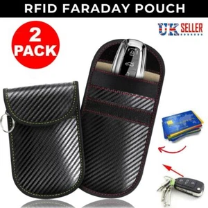 2 x Car Key Signal Blocker Faraday Pouch Case Fob Keyless RFID Blocking Cage - Picture 1 of 11