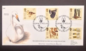 GB GBFDC 1996 Oficial Aves Silvestres y Humedales Set en Cubierta del Primer Día Slimbridge SHS - Imagen 1 de 2